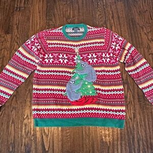 33 Designs Ugly Christmas Sweater w/Sloths Hugging Christmas Tree - Size 2XL